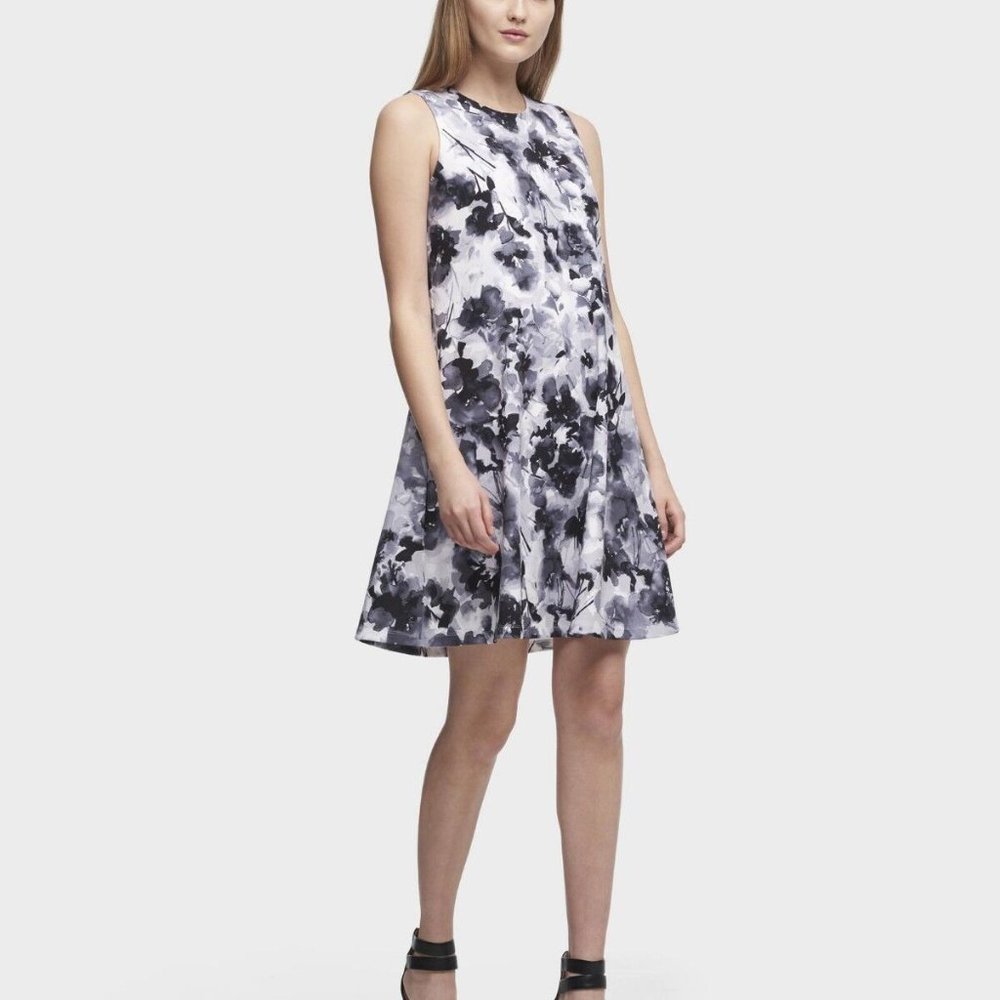 DKNY NWT Exquisite BLACK/WHITE Floral Print Shift Dress